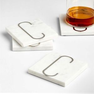 Crate&Barrel Marble Coasters  - Letter “O, V, or C”